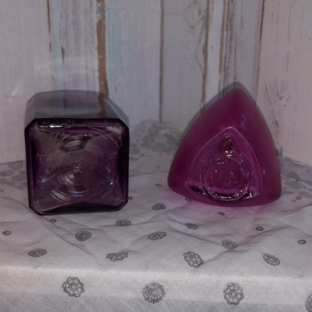 Collection of 8 Magenta and Purple Colored Glass Bottles - Picture 14 of 16
